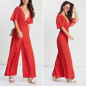 Finders Keepers Frida Floral Jumpsuit Red Sz XXS NWT